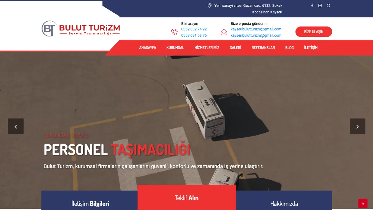 Bulut Turizm web sitesi ekran görüntüsü
