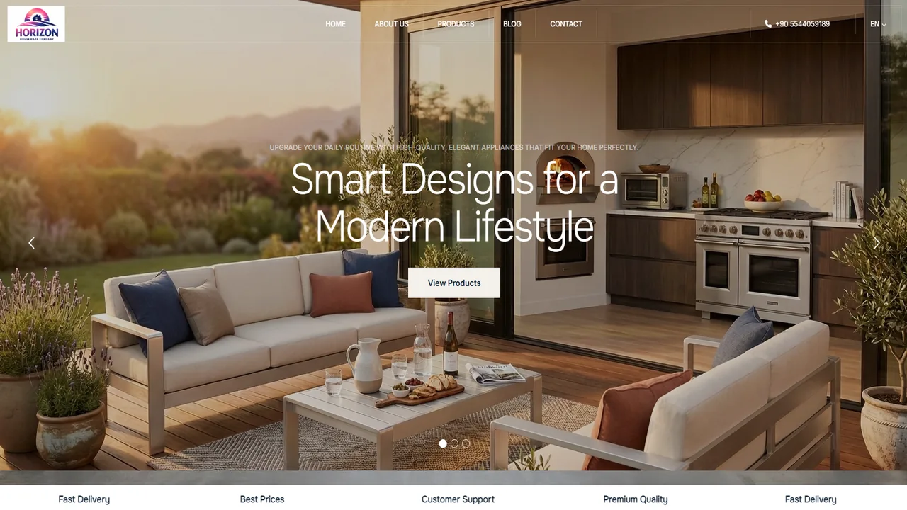 Horizon Houseware web sitesi ekran görüntüsü