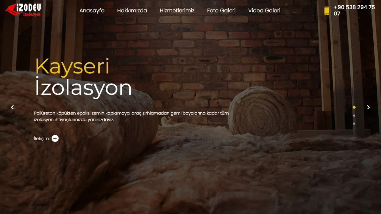Kayseri İzolasyon web sitesi ekran görüntüsü